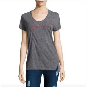 Sundry Gray Cotton Blend Feminist Short Sleeve Tee Shirt